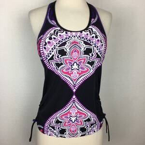 Athleta Black and Purple Swim Tankini Small